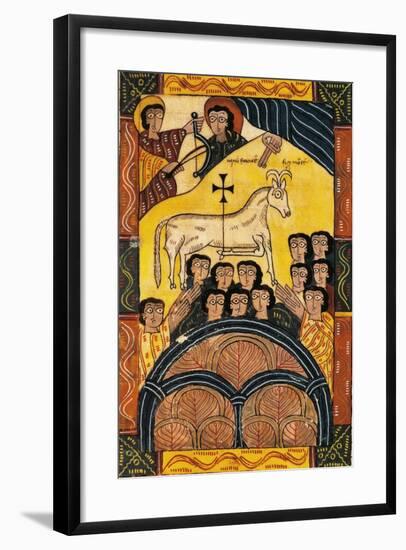 The Winning Lamb, Miniature from Review of the Apocalypse of Saint Beatus of Liebana-null-Framed Giclee Print