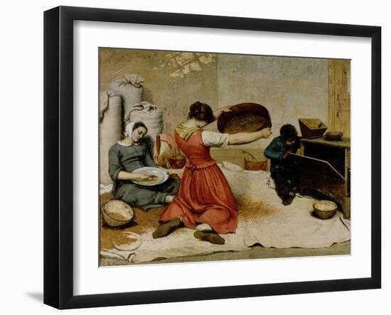 The Winnowers, 1855-Gustave Courbet-Framed Giclee Print