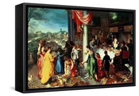 The Winter Feast, Gathering at the Bavarian State Palace-Hendrik van Balen the Elder-Framed Stretched Canvas