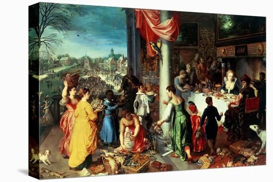 The Winter Feast, Gathering at the Bavarian State Palace-Hendrik van Balen the Elder-Stretched Canvas