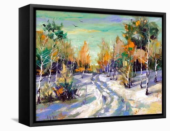 The Winter Landscape Executed By Oil On A Canvas-balaikin2009-Framed Stretched Canvas