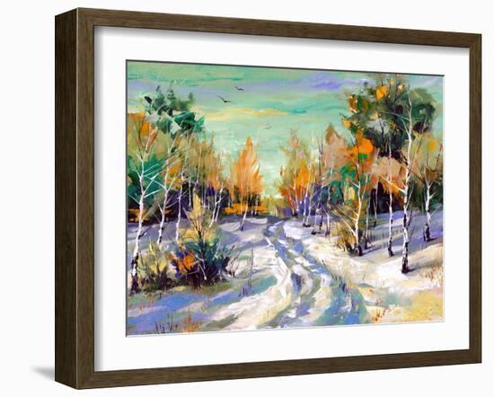 The Winter Landscape Executed By Oil On A Canvas-balaikin2009-Framed Art Print