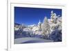 The winter sun illuminate the snowy landscape and the typical church Maloja Canton of Engadine Swit-ClickAlps-Framed Photographic Print