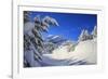 The winter sun shines on the snow covered woods and the landscape around Maloja Canton of Engadine -ClickAlps-Framed Photographic Print