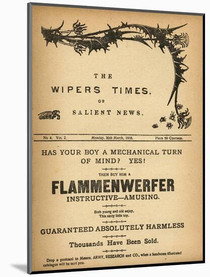 The Wipers Times, or Salient News, 1916-null-Mounted Art Print