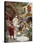 The Wise Men arrive at Bethlehem - Bible-William Brassey Hole-Stretched Canvas