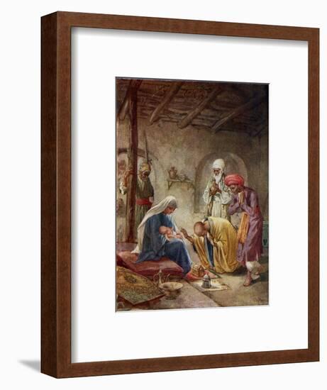 The Wise Men visit the baby Jesus - Bible-William Brassey Hole-Framed Giclee Print