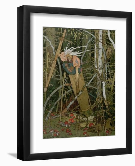 The Witch Baba Yaga, Illustration from the Story of "Vassilissa the Beautiful," 1902-Ivan Bilibin-Framed Premium Giclee Print