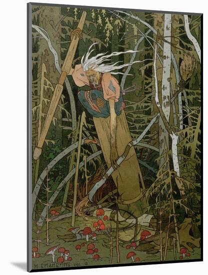 The Witch Baba Yaga, Illustration from the Story of "Vassilissa the Beautiful," 1902-Ivan Bilibin-Mounted Premium Giclee Print