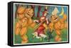 The Witch's Dance, Jack O'Lanterns, Cat-null-Framed Stretched Canvas