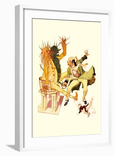 The Wizard Cut the Sorcer in Two-John R. Neill-Framed Art Print