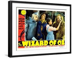 The Wizard of Oz, from Left: Jack Haley, Ray Bolger, Judy Garland, Bert Lahr, 1939-null-Framed Art Print