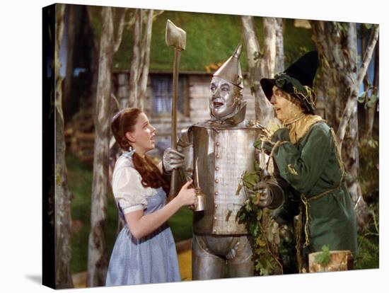 The Wizard of Oz, from Left: Judy Garland, Jack Haley, Ray Bolger, 1939-null-Stretched Canvas