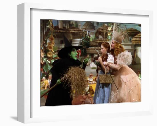 The Wizard of Oz, Margaret Hamilton, Judy Garland, Billie Burke, 1939-null-Framed Premium Photographic Print