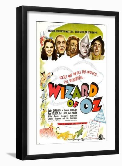 The Wizard of Oz, UK Movie Poster, 1939-null-Framed Art Print