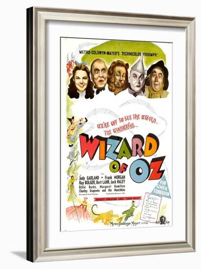 The Wizard of Oz, UK Movie Poster, 1939-null-Framed Art Print