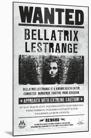 The Wizarding World: Harry Potter - Bellatrix Wanted Poster-Trends International-Mounted Poster