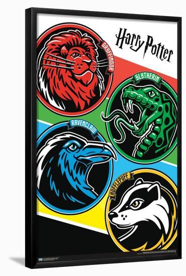 The Wizarding World: Harry Potter - Color Crests-Trends International-Framed Poster