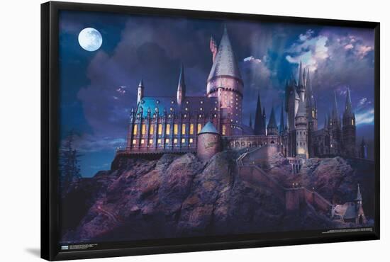 The Wizarding World: Harry Potter - Hogwarts At Night-Trends International-Framed Poster