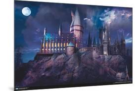 The Wizarding World: Harry Potter - Hogwarts At Night-Trends International-Mounted Poster