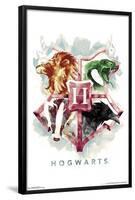 The Wizarding World: Harry Potter - Hogwarts Illustrated House Crests-Trends International-Framed Poster