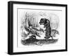 The Wolf and the Hunter, Illustration for 'Fables' of La Fontaine, Published by H. Fournier Aine,…-J.J. Grandville-Framed Giclee Print