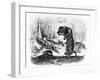 The Wolf and the Hunter, Illustration for 'Fables' of La Fontaine, Published by H. Fournier Aine,…-J.J. Grandville-Framed Giclee Print