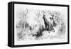 The Wolf and the Lamb, Illustration from Fables by Jean de La Fontaine-Gustave Doré-Framed Stretched Canvas