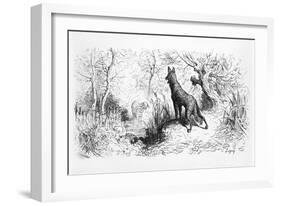 The Wolf and the Lamb, Illustration from Fables by Jean de La Fontaine-Gustave Doré-Framed Giclee Print