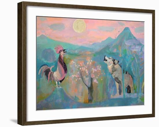 The Wolf and the Rooster Sing by Moonlight-Iria Fernandez Alvarez-Framed Art Print