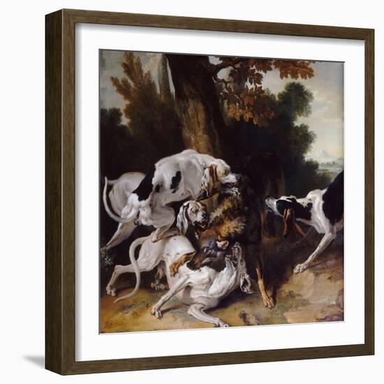 The Wolf Hunt, 1725-Jean-Baptiste Oudry-Framed Premium Giclee Print