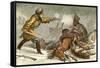 The Wolf - 'The Noble Sacrifice'-Johann Baptist Zwecker-Framed Stretched Canvas