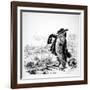 The Wolf Turned Shepherd, Illustration for 'Fables' of La Fontaine (1621-95), Published by H.…-J.J. Grandville-Framed Giclee Print