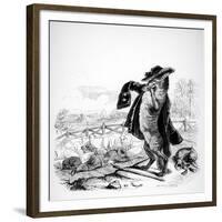 The Wolf Turned Shepherd, Illustration for 'Fables' of La Fontaine (1621-95), Published by H.…-J.J. Grandville-Framed Giclee Print