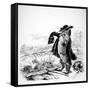 The Wolf Turned Shepherd, Illustration for 'Fables' of La Fontaine (1621-95), Published by H.…-J.J. Grandville-Framed Stretched Canvas