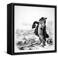 The Wolf Turned Shepherd, Illustration for 'Fables' of La Fontaine (1621-95), Published by H.…-J.J. Grandville-Framed Stretched Canvas