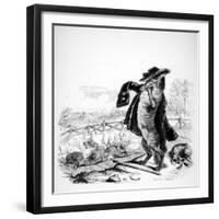 The Wolf Turned Shepherd, Illustration for 'Fables' of La Fontaine (1621-95), Published by H.…-J.J. Grandville-Framed Giclee Print