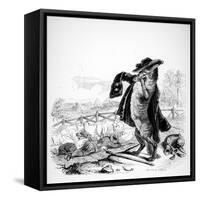 The Wolf Turned Shepherd, Illustration for 'Fables' of La Fontaine (1621-95), Published by H.…-J.J. Grandville-Framed Stretched Canvas