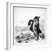 The Wolf Turned Shepherd, Illustration for 'Fables' of La Fontaine (1621-95), Published by H.…-J.J. Grandville-Framed Giclee Print