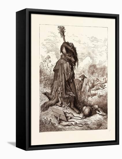 The Wolf Turned Shepherd-Gustave Dore-Framed Stretched Canvas