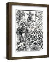 The Woman Clothed with the Sun and the Seven-Headed Dragon, 1498-Albrecht Dürer-Framed Giclee Print