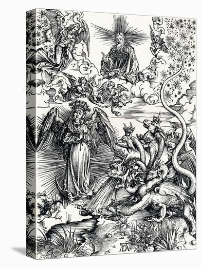 The Woman Clothed with the Sun and the Seven-Headed Dragon, 1498-Albrecht Dürer-Stretched Canvas