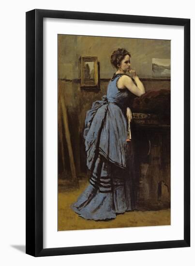 The Woman in Blue, 1874-Jean-Baptiste-Camille Corot-Framed Giclee Print