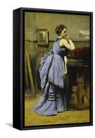 The Woman in Blue, 1874-Jean-Baptiste-Camille Corot-Framed Stretched Canvas