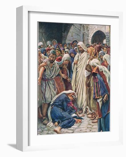 The Woman Who Touched the Hem of His Garment, Illustration from 'Women of t-Harold Copping-Framed Giclee Print