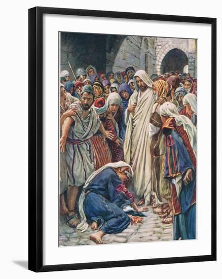 The Woman Who Touched the Hem of His Garment, Illustration from 'Women of t-Harold Copping-Framed Giclee Print