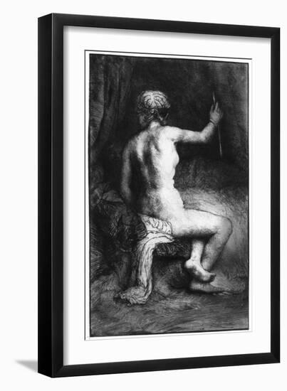 The Woman with the Arrow (Venus and Cupid?), 1661 (Etching, Drypoint and Burin)-Rembrandt van Rijn-Framed Giclee Print