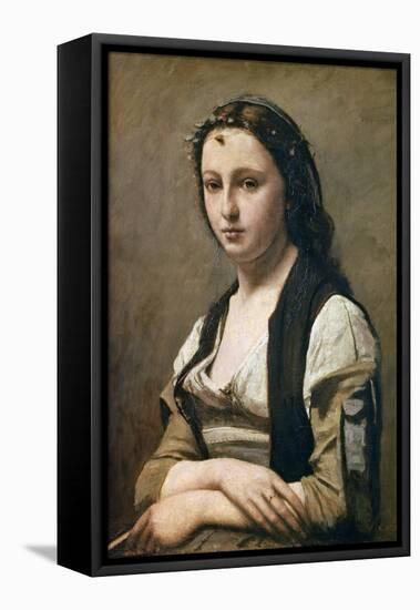 The Woman with the Pearl, C1842-Jean-Baptiste-Camille Corot-Framed Stretched Canvas