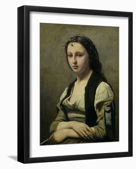 The Woman with the Pearl, circa 1842-Jean-Baptiste-Camille Corot-Framed Giclee Print