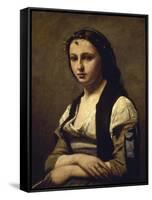 The Woman with the Pearl-Jean-Baptiste-Camille Corot-Framed Stretched Canvas